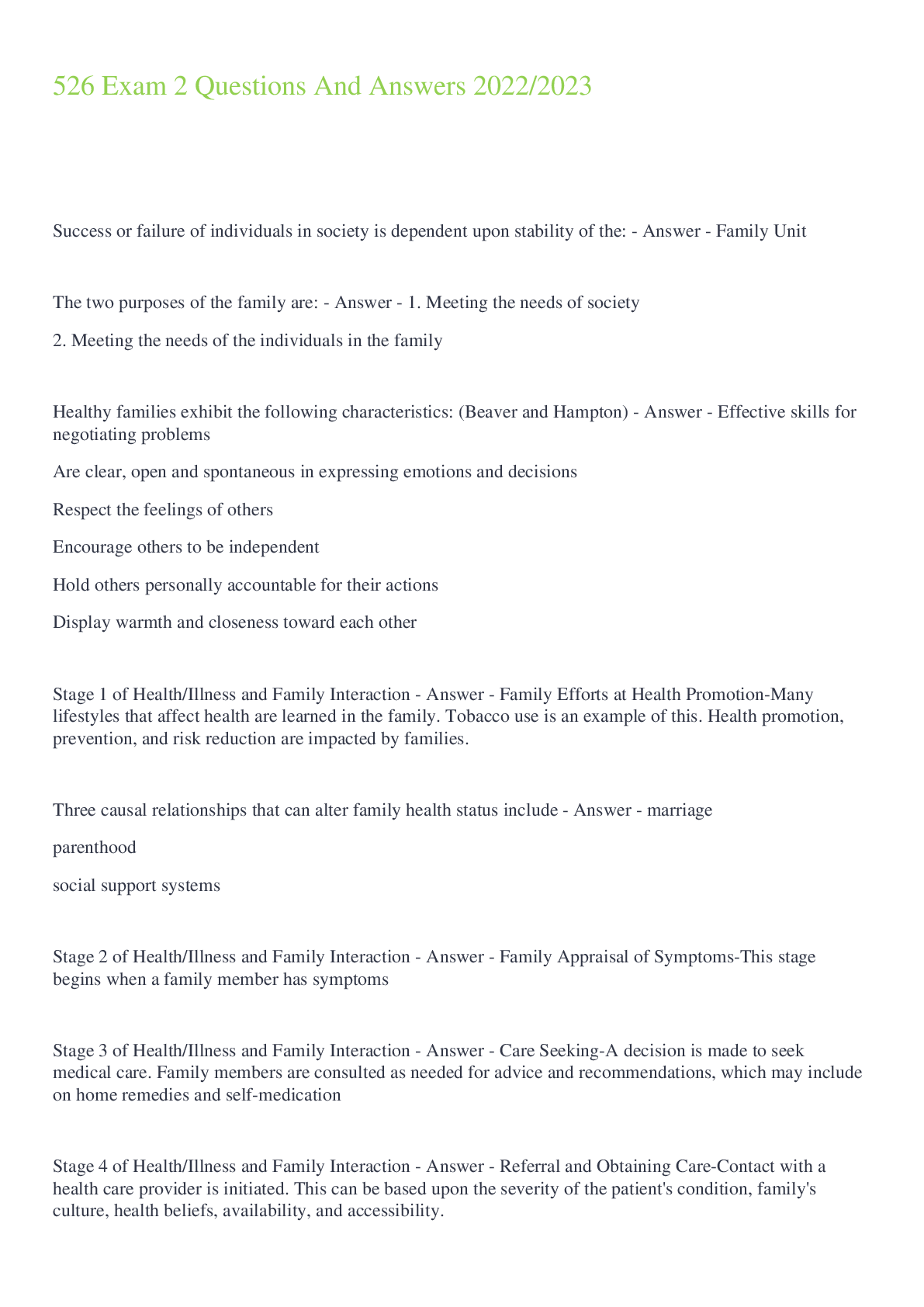 Preview image for 526 Exam 2 Questions And Answers 2022/2023